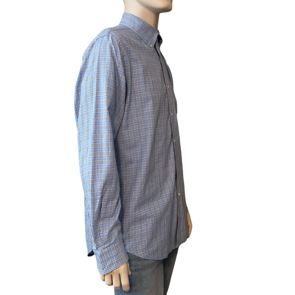 Bobby Jones Long Sleeve Shirt Dress Casual Sky Blue Plaid Button Down Collar - Picture 4 of 15